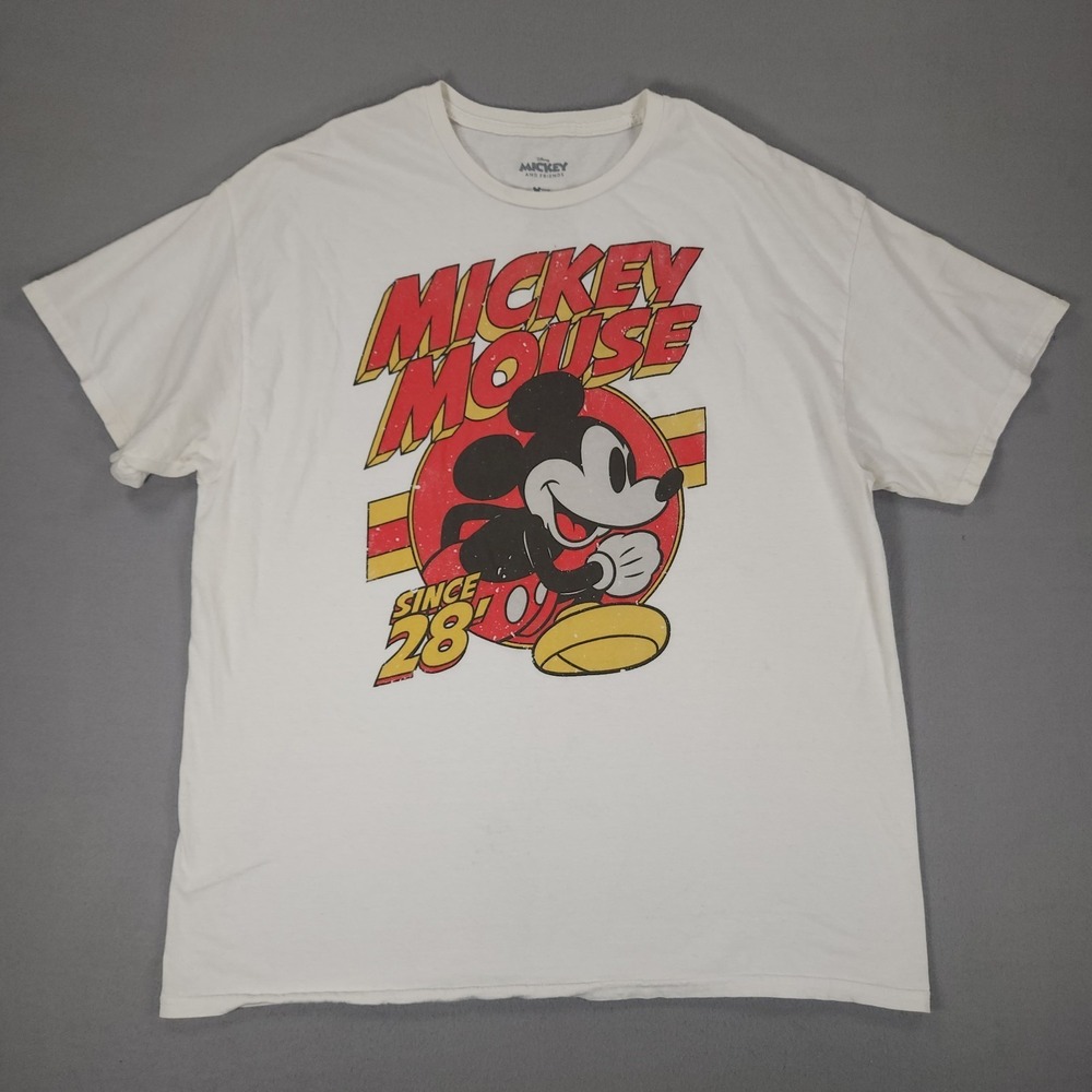 Disney Mickey And Friends Mens Mickey Mouse Since 28' Graphic Print Shirt XL